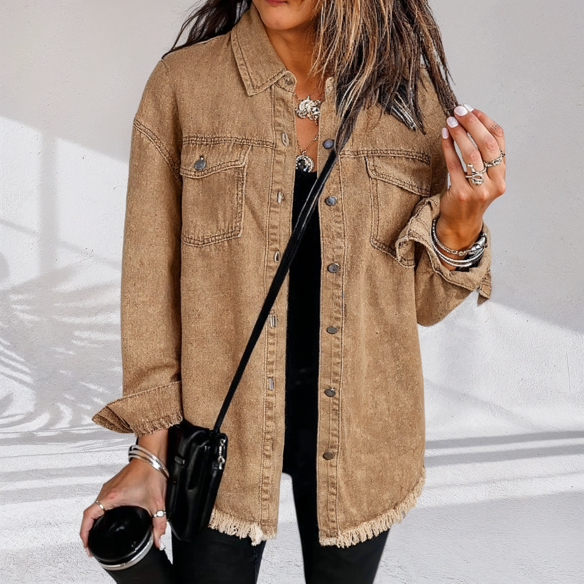 Uxue | Vintage Oversized Denim Jacket in Black