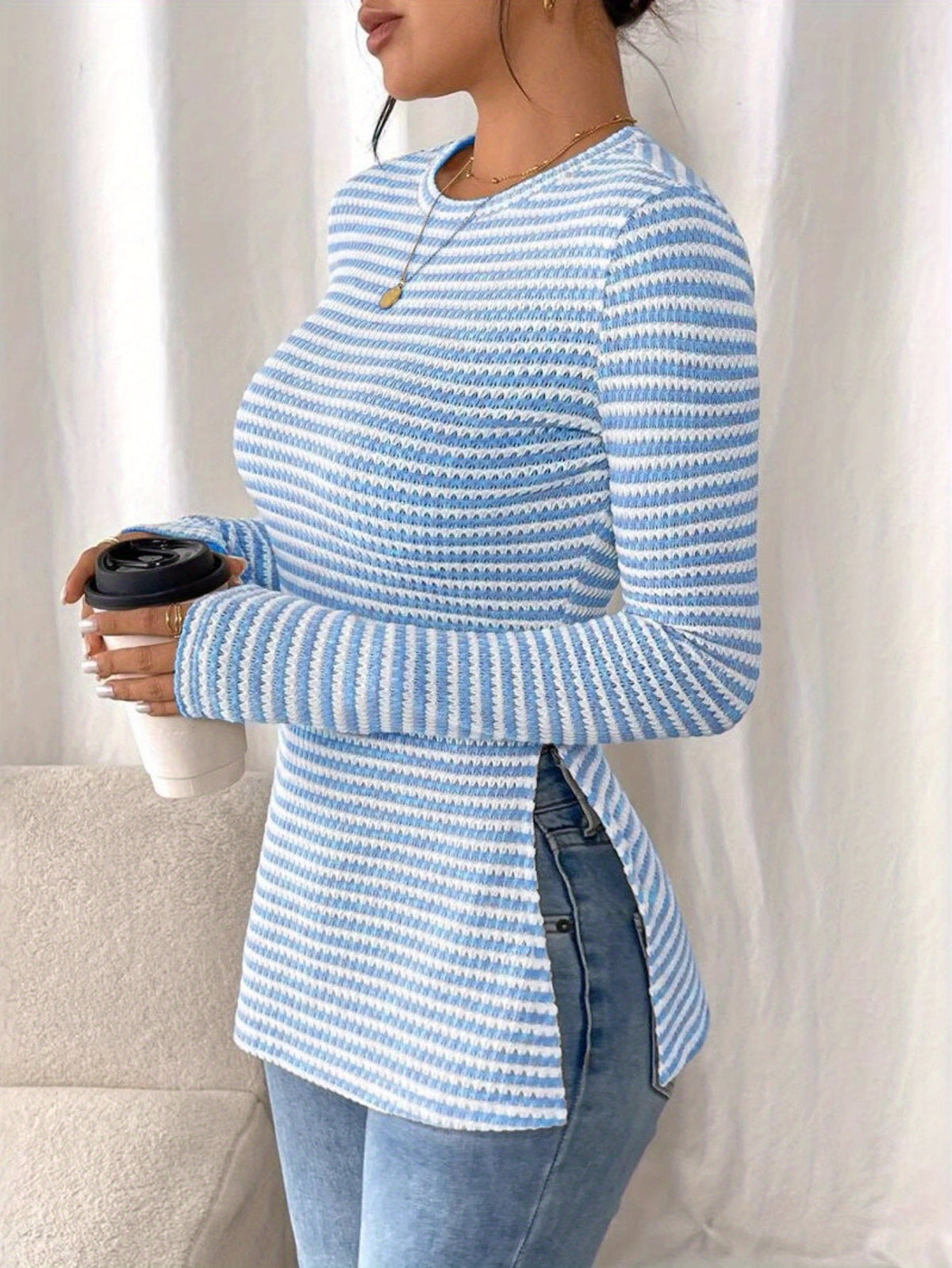 Assunta | Striped Side-Split Top