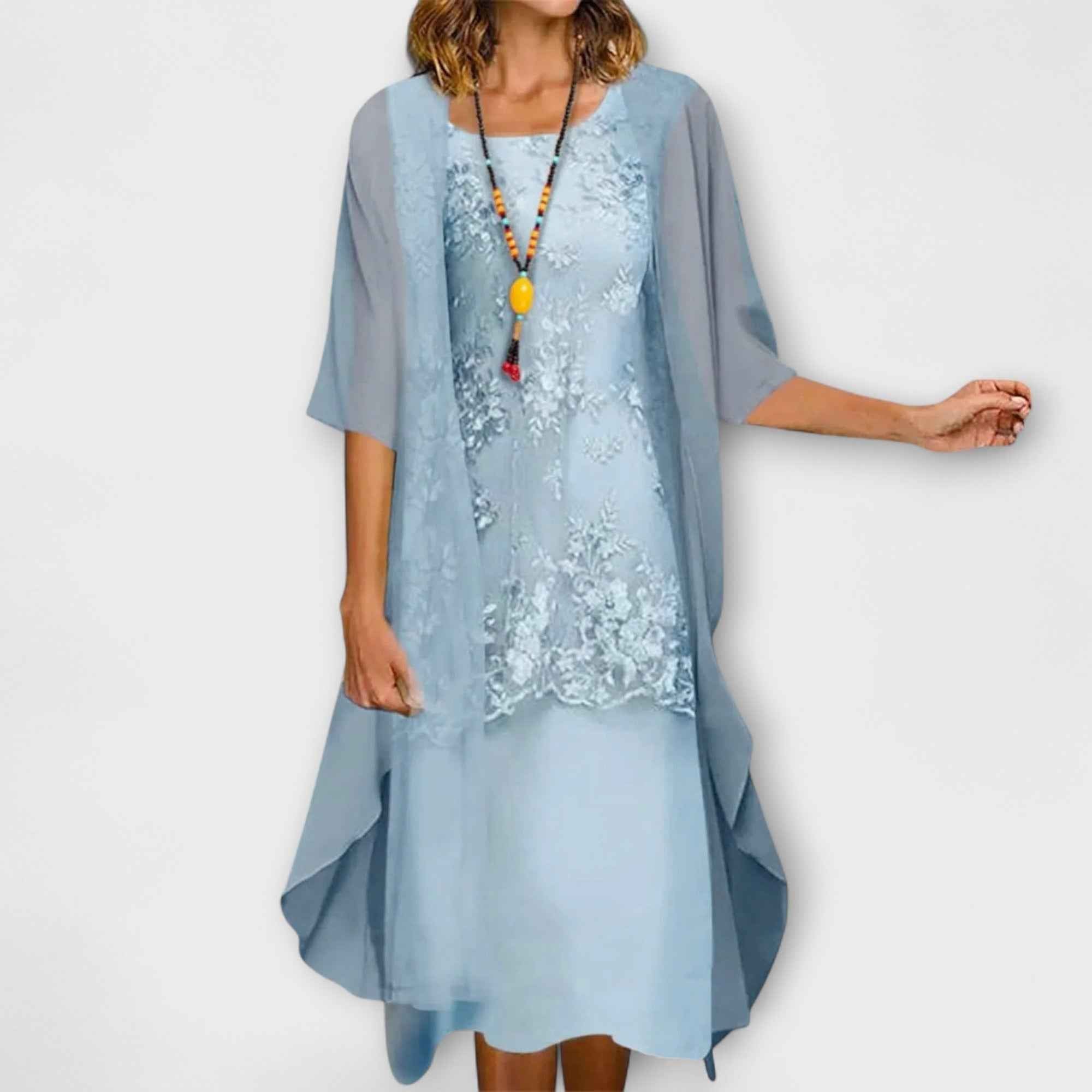V-NECK FLOWING DRESS