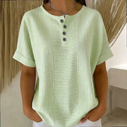 Elwanda | Striped Button-Neck T-Shirt