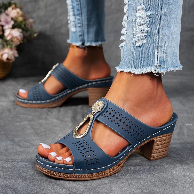 Lakeitha | Cut-Out Block-Heel Sandals