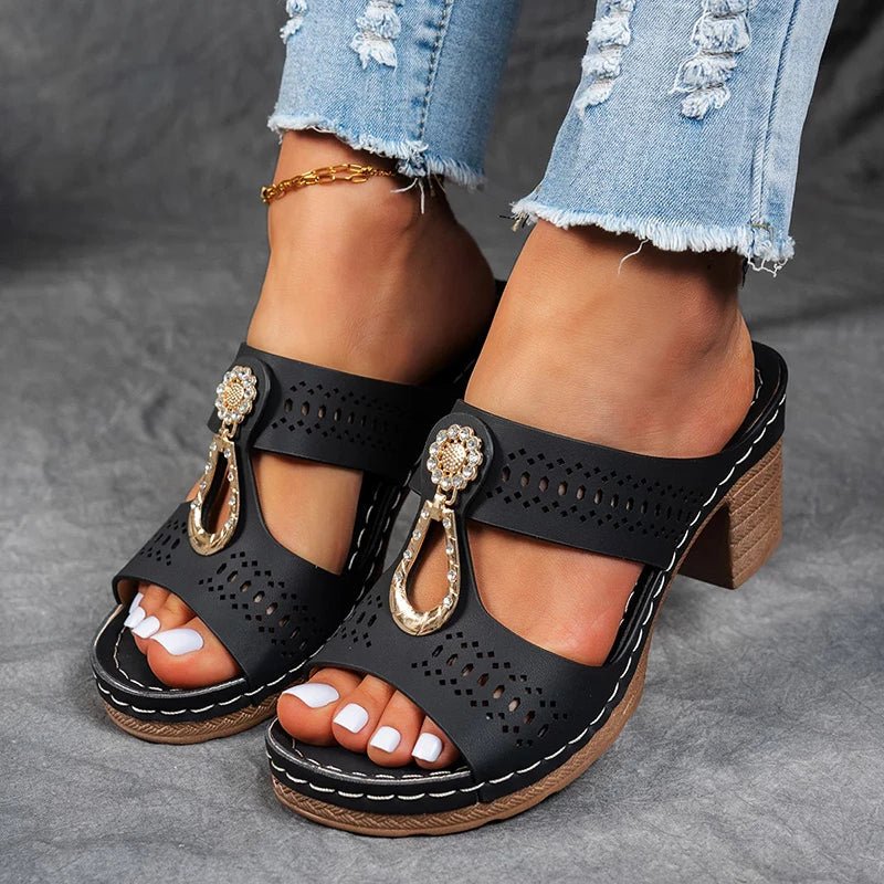 Lakeitha | Cut-Out Block-Heel Sandals