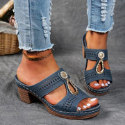 Lakeitha | Cut-Out Block-Heel Sandals