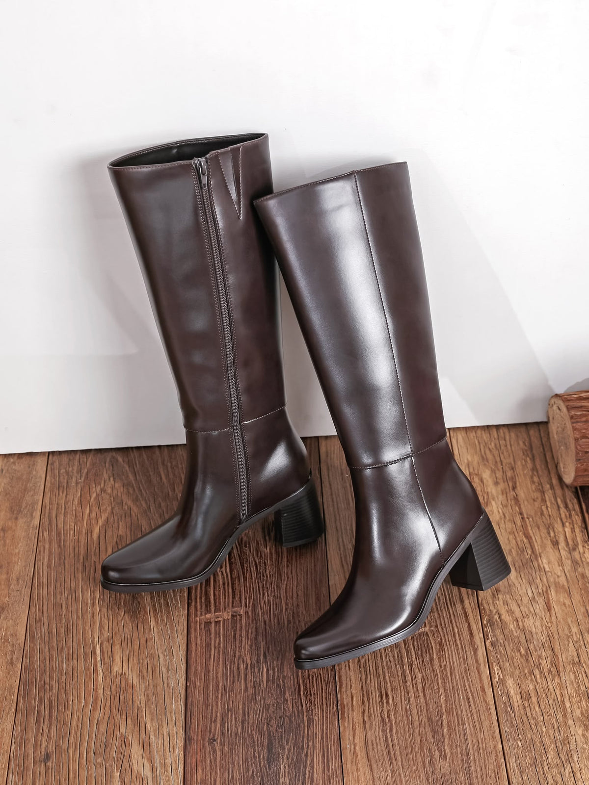 Fidelma vegan-leather high boots in brown