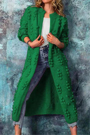 Zada | Textured Open-Front Long Cardigan