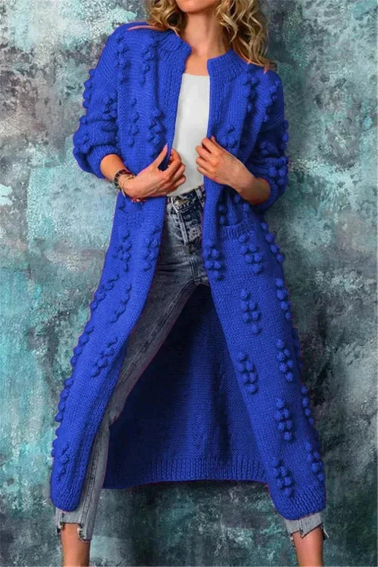 Zada | Textured Open-Front Long Cardigan
