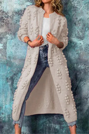 Zada | Textured Open-Front Long Cardigan