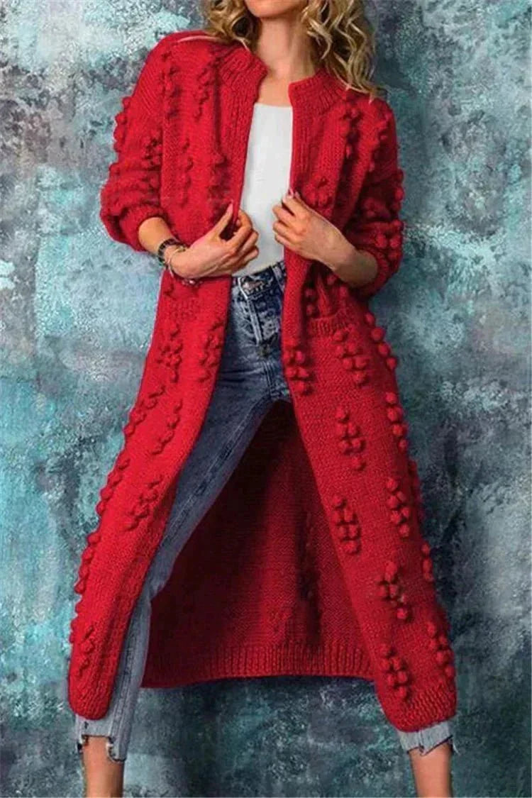 Zada | Textured Open-Front Long Cardigan