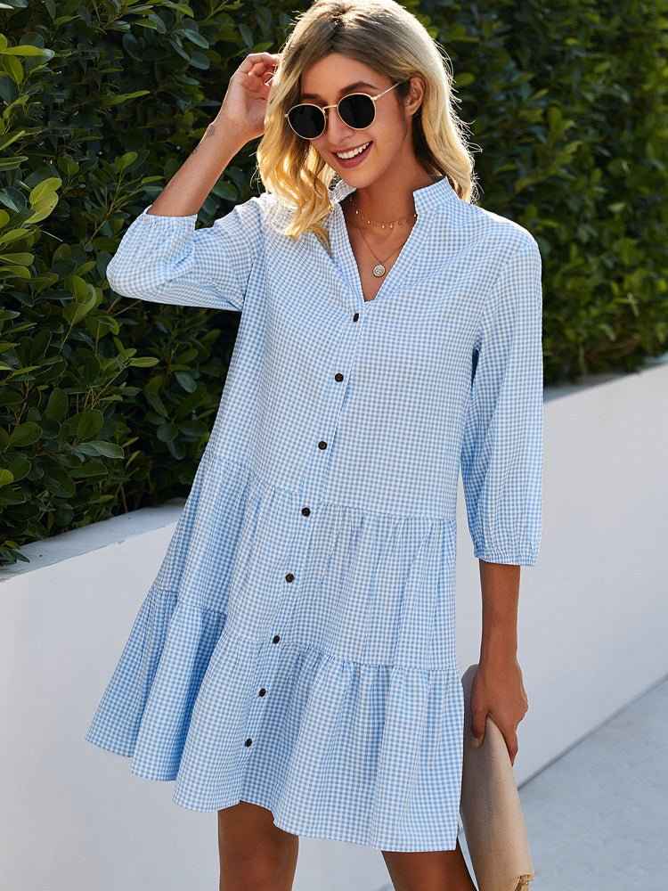 SHANNA | BUTTON-FRONT COLLARED DRESS