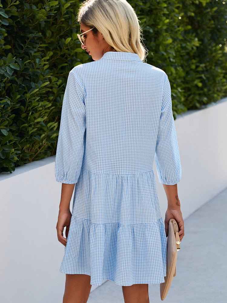 SHANNA | BUTTON-FRONT COLLARED DRESS