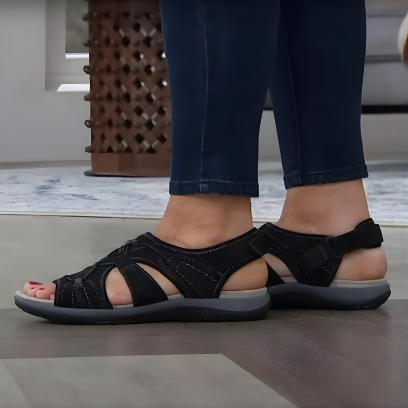 Women's sandals with cut-out detailing, multiple straps and a slingback strap
