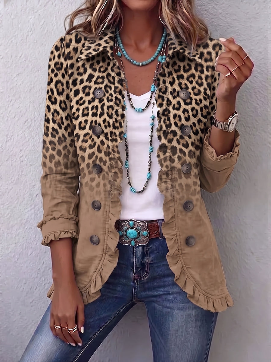 Greta | Vintage Jacket With Leopard Gradient And Ruffles