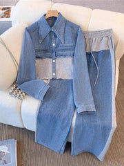 Tilda | Cropped Colour-Block Jacket & Wide-Leg Trousers