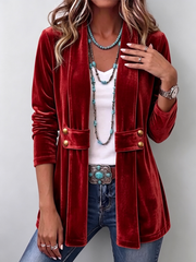 Margarete | Long Vintage Jacket With Lapels & Button Detail