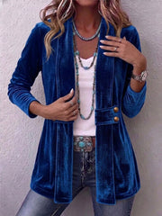 Margarete | Long Vintage Jacket With Lapels & Button Detail