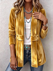 Margarete | Long Vintage Jacket With Lapels & Button Detail