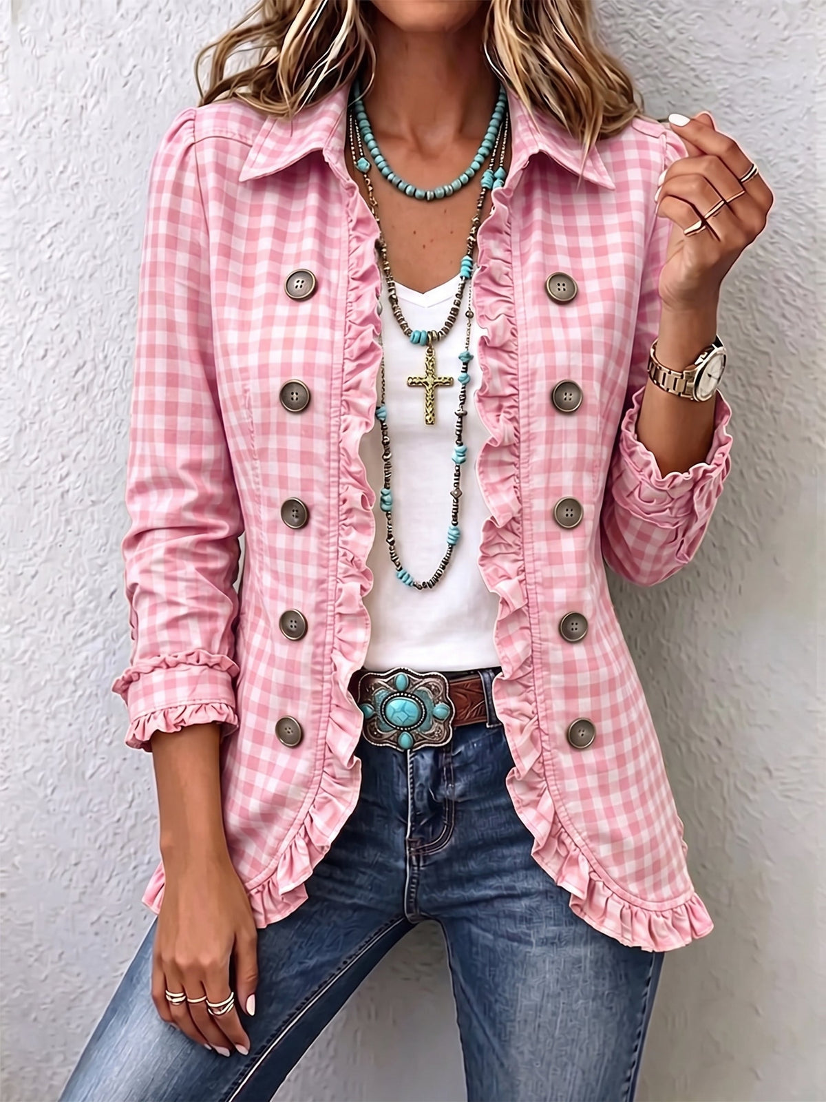 Johanna | Crinkle Jacket With Button Front