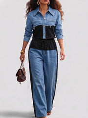 Tilda | Cropped Colour-Block Jacket & Wide-Leg Trousers