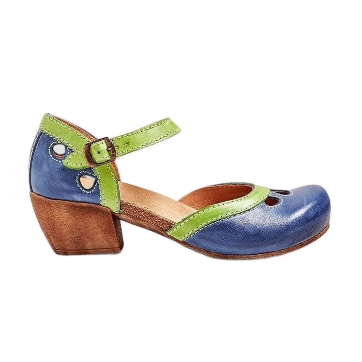 Women's Mary Jane shoes with colour-block panels, an instep strap and a rounded toe