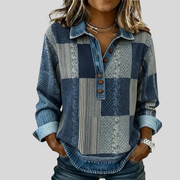 Patchwork Collared Jumper, front view.