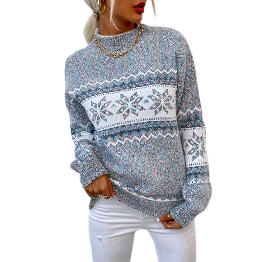 Women's jumper with a Fair Isle-style pattern, a round neckline and long sleeves