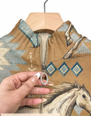 Giovanna | Cardigan Zip With Desert Horse And Cactus