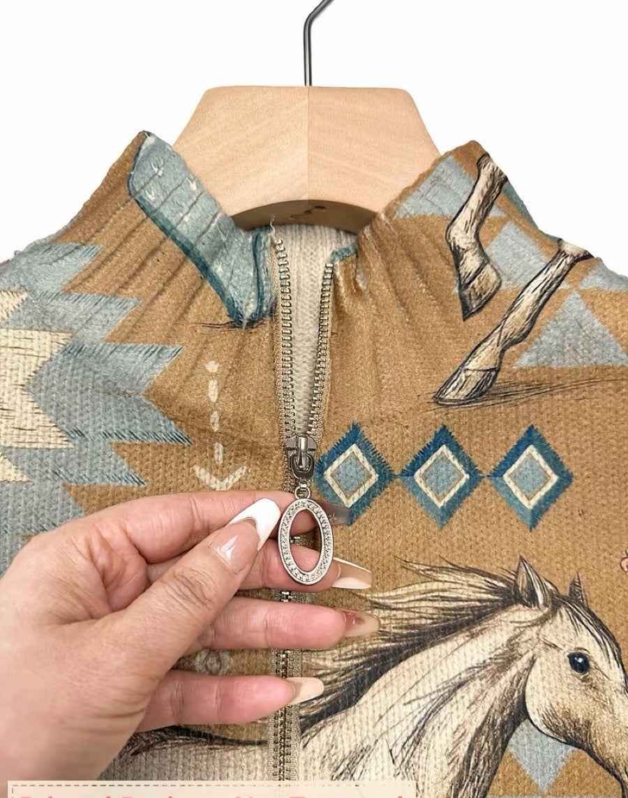 GIOVANNA | HORSE & CACTUS ZIP CARDIGAN