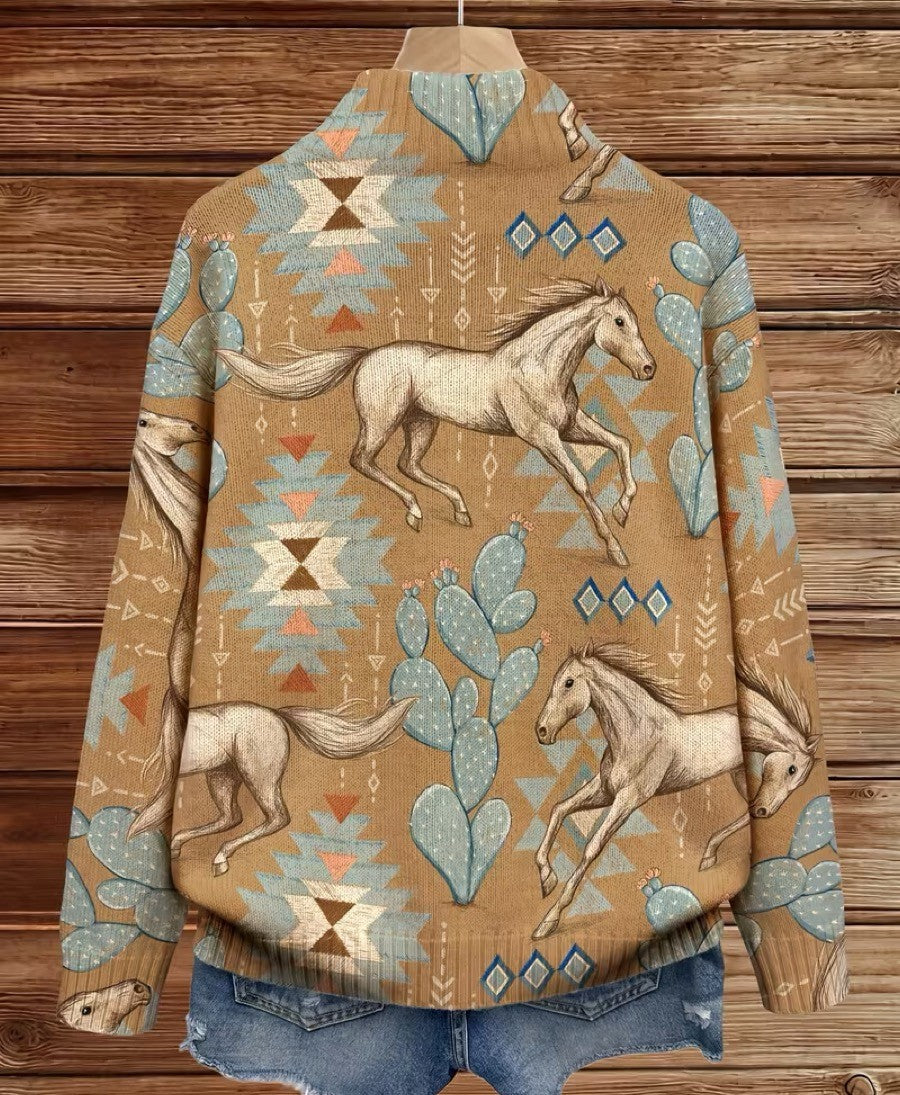 GIOVANNA | HORSE & CACTUS ZIP CARDIGAN