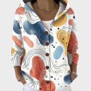 Women's cardigan with a hood, a button front and ribbed cuffs and hem