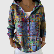 Women's cardigan with a hood, a button front and ribbed cuffs and hem