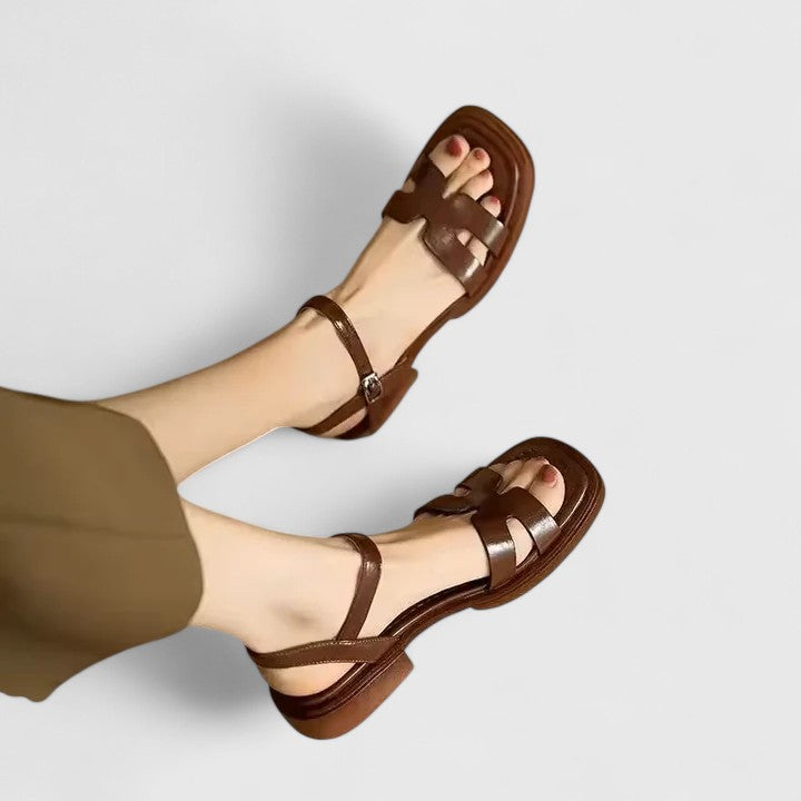Women's sandals with multiple straps, quilted panels and an ankle strap