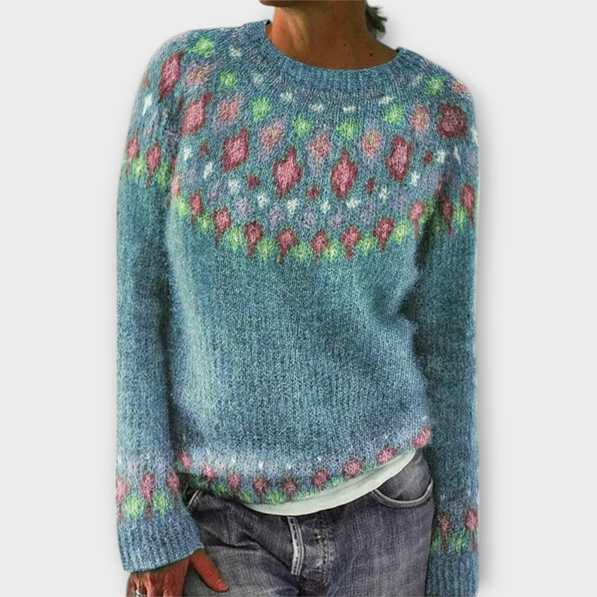 Devyn | Soft Petrol Jumper With Norwegian Pattern