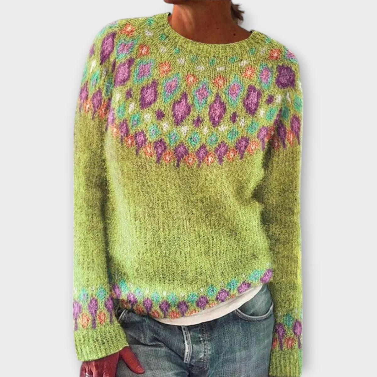 Devyn | Soft Petrol Jumper With Norwegian Pattern