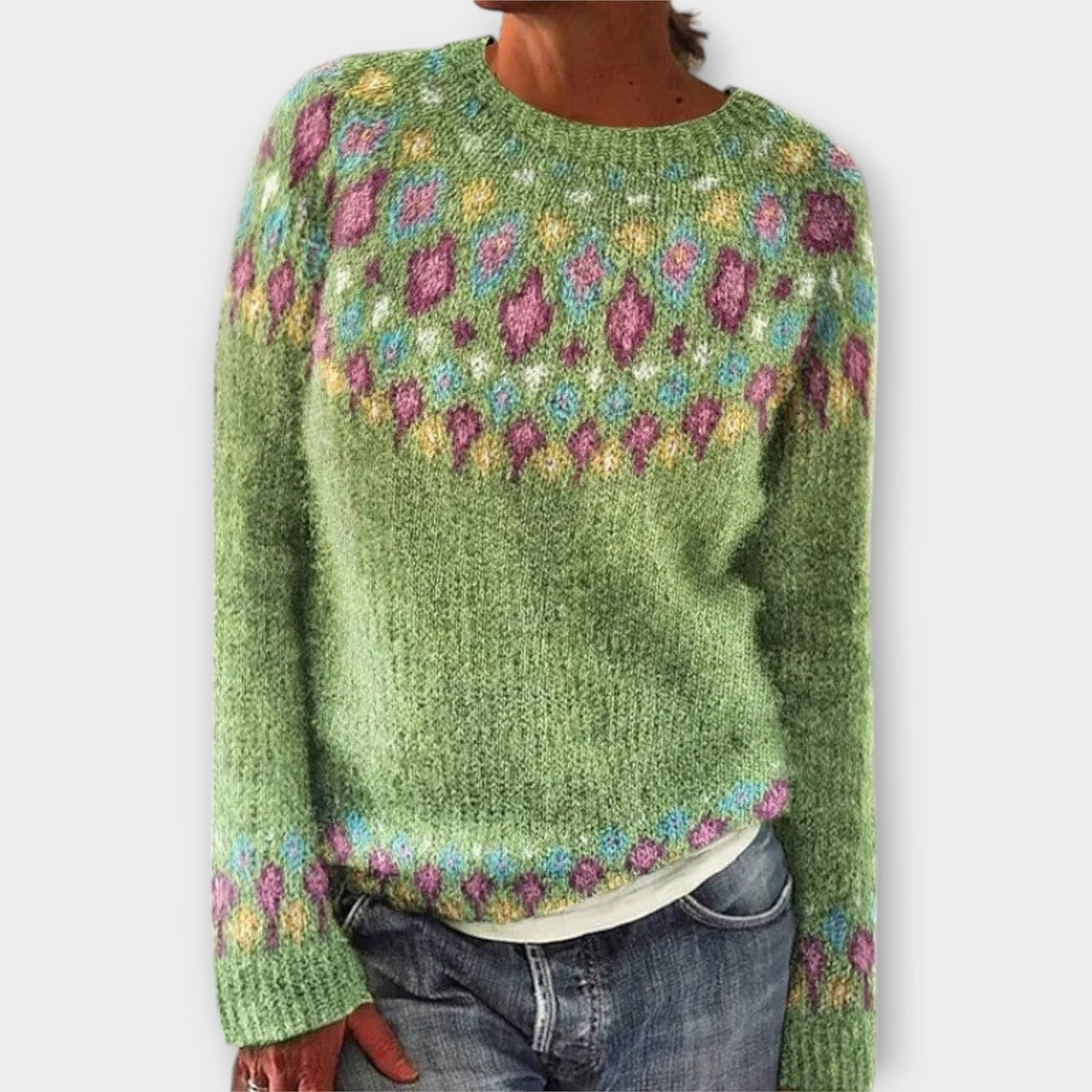 Devyn | Soft Petrol Jumper With Norwegian Pattern
