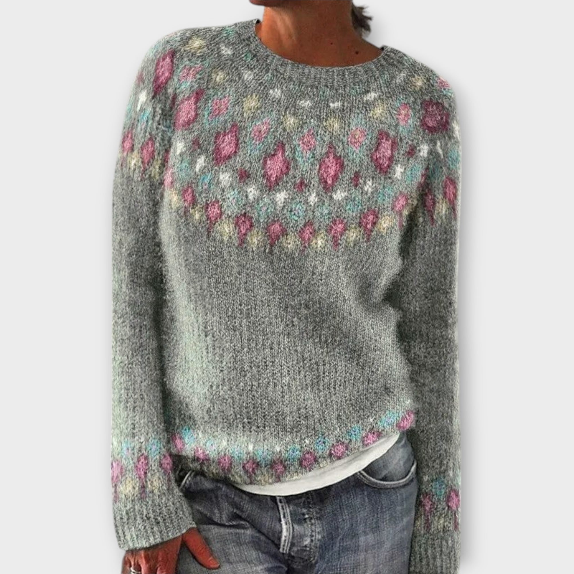 Devyn | Soft Petrol Jumper With Norwegian Pattern