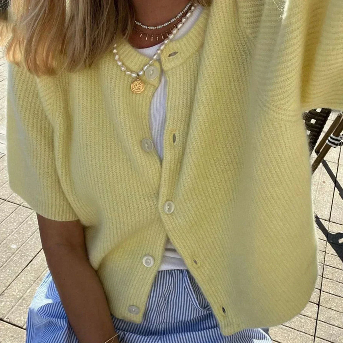 Rosalba | Short-Sleeve Button Cardigan