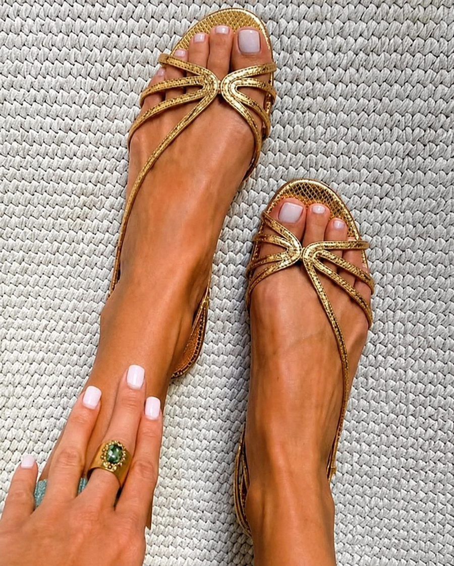 Women's sandals with multiple straps, a slip-on design and an open toe