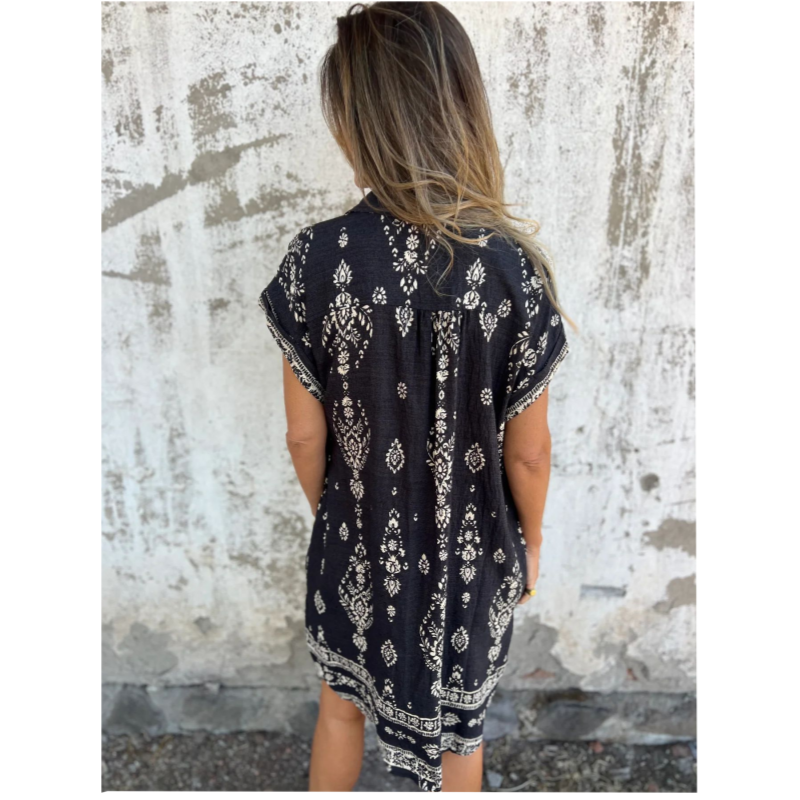 MICA | BUTTON-FRONT SHORT-SLEEVE DRESS
