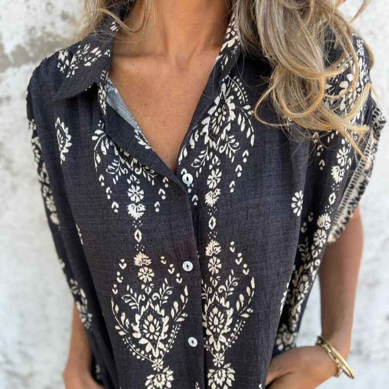 MICA | BUTTON-FRONT SHORT-SLEEVE DRESS
