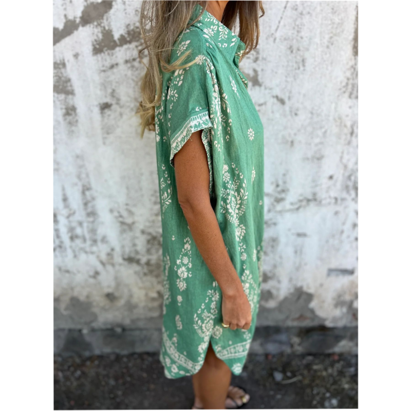 MICA | BUTTON-FRONT SHORT-SLEEVE DRESS