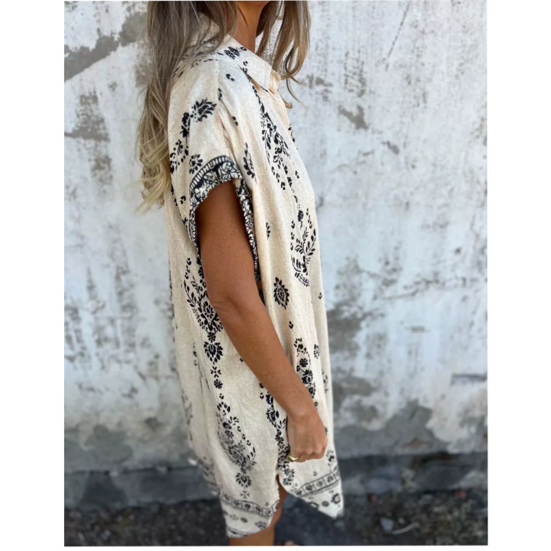 MICA | BUTTON-FRONT SHORT-SLEEVE DRESS