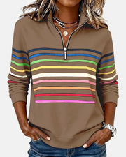 Striped Half-Zip Sweatshirt, front view.