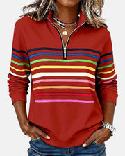 Striped Half-Zip Sweatshirt, front view.