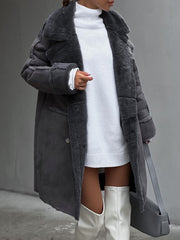 Hafren | Long Fleece Winter Coat in Beige