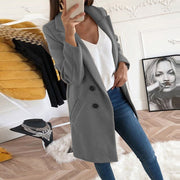 Nokuthula | Long Wool-Blend Lapel Coat in Yellow