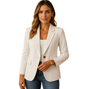 Women's blazer with a single-button front, notched lapels and a defined waist