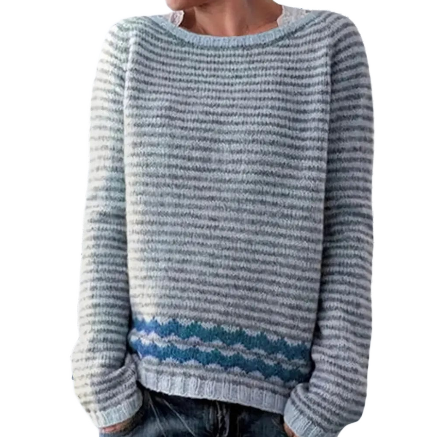 Women's jumper with textured stripes, a round neckline and long sleeves