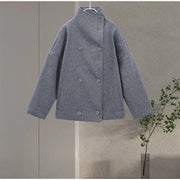Ceridwen | High-Neck Double-Breasted Wool-Blend Coat
