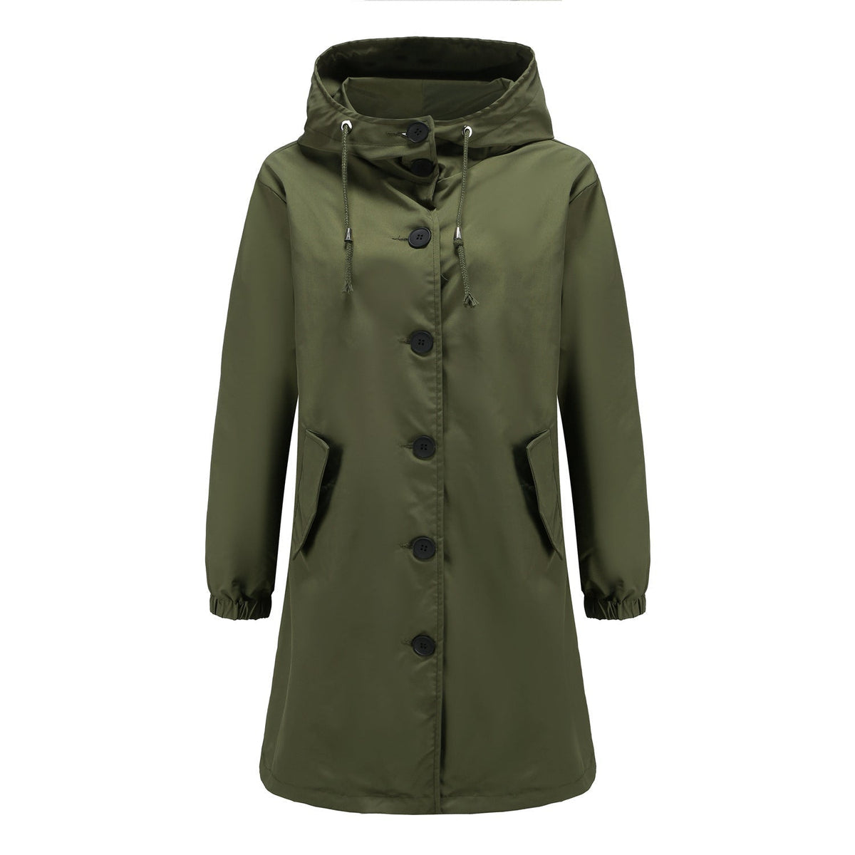 Tia | Long Button-Front Hooded Coat