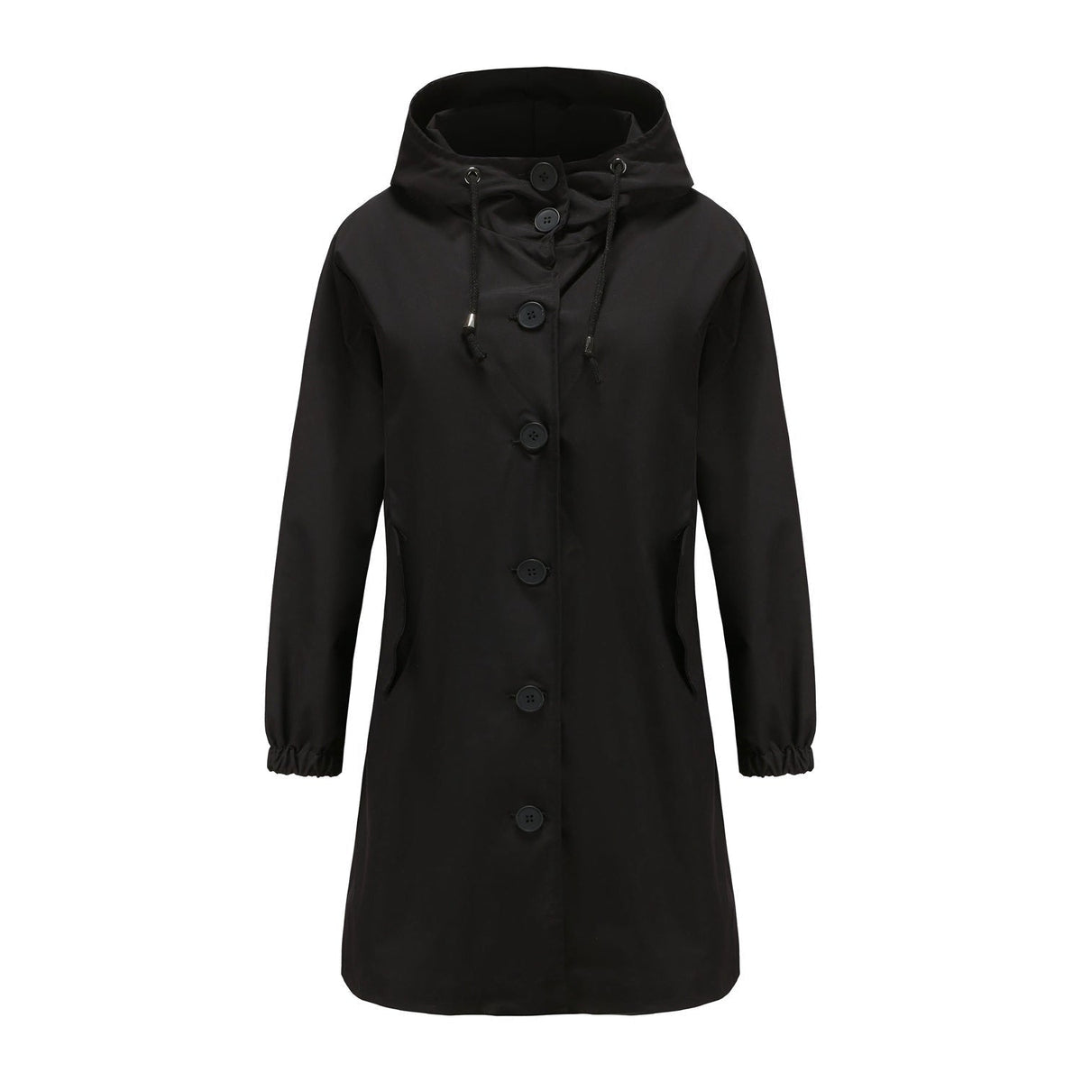 Tia | Long Button-Front Hooded Coat